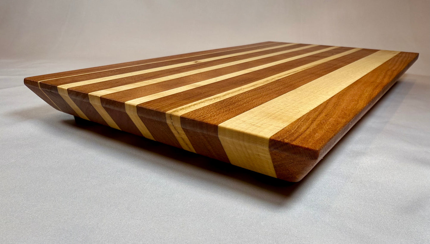 Cutting Board - Brazilian Cherry and Curly Maple 9”x14”